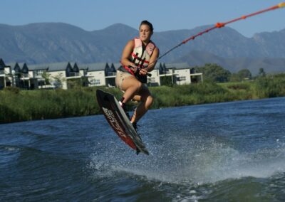 Water skiing at Silwerstrand Caravan Park